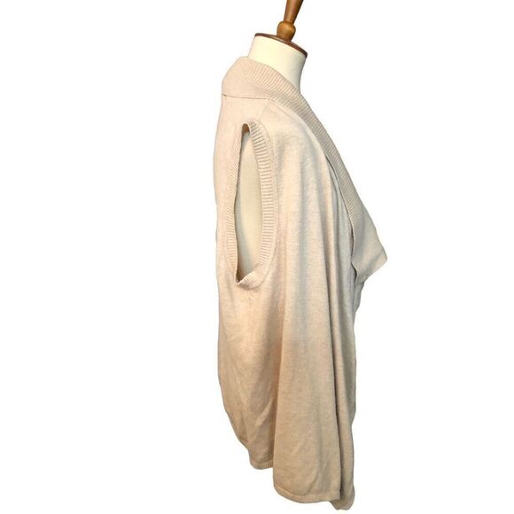Wool blend Banana Republic beige open front large lapel wool blend sleeveless ca - Picture 3 of 7